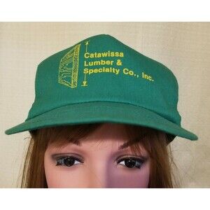 Vintage Trucker Hat Roseburg lone rock timber green snapback vtg 90s cap rare